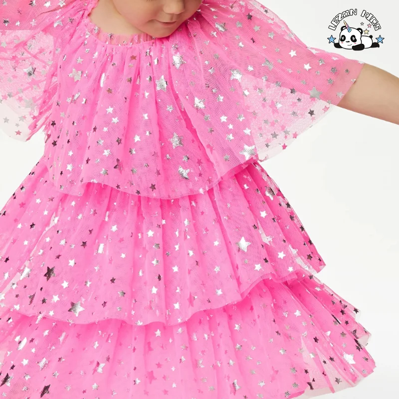 LEZONKIDS - Girl Cake Design Party Gown Fancy Dress Flower Girl Dresses Children's Cake Skirt Dress